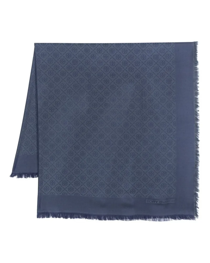 Tory Burch Jacquard-Schal mit T-Monogramm - Blau Blau