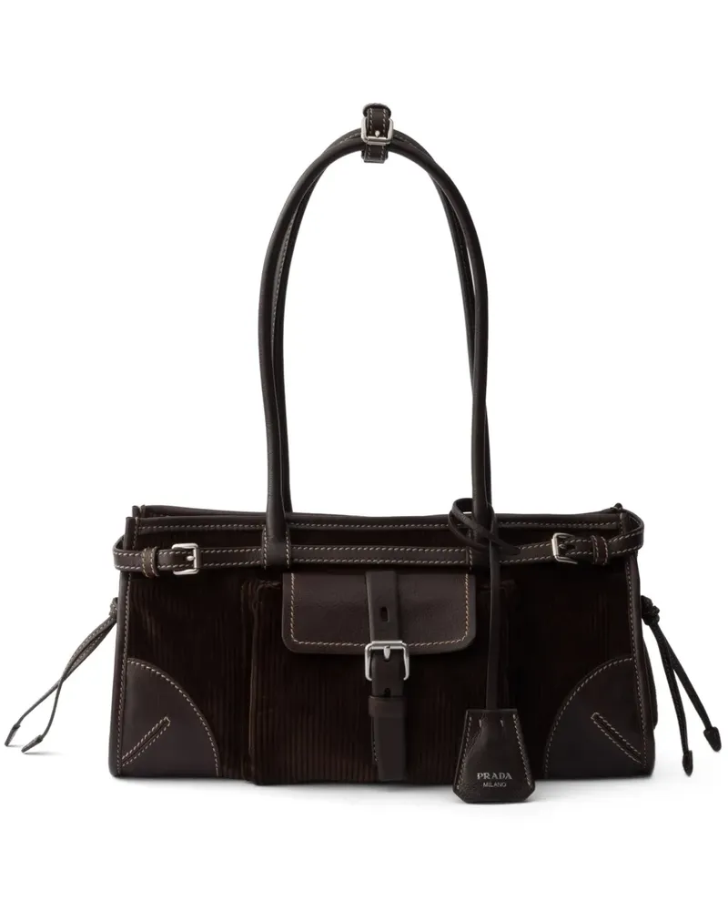 Prada Mittelgroße Bonnie Handtasche aus Cord - Braun Braun