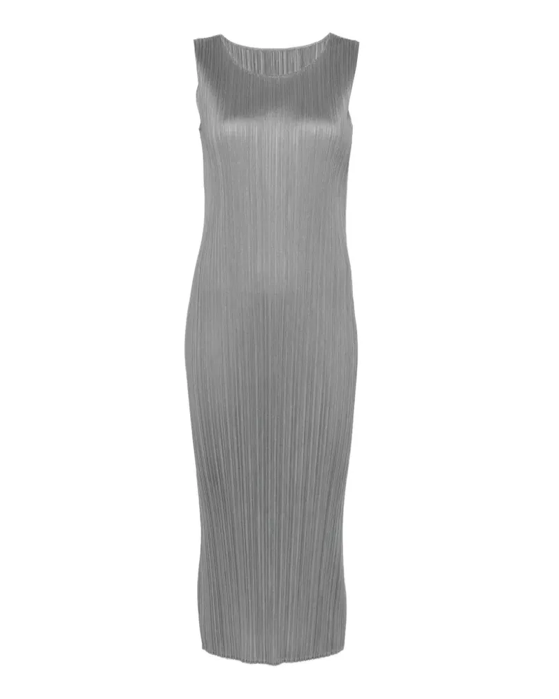 Issey Miyake Plissiertes Midikleid - Grau Grau