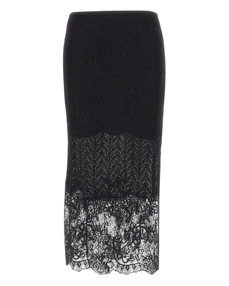Blumarine Strukturierter Midirock mit Spitzendetail - Schwarz Schwarz