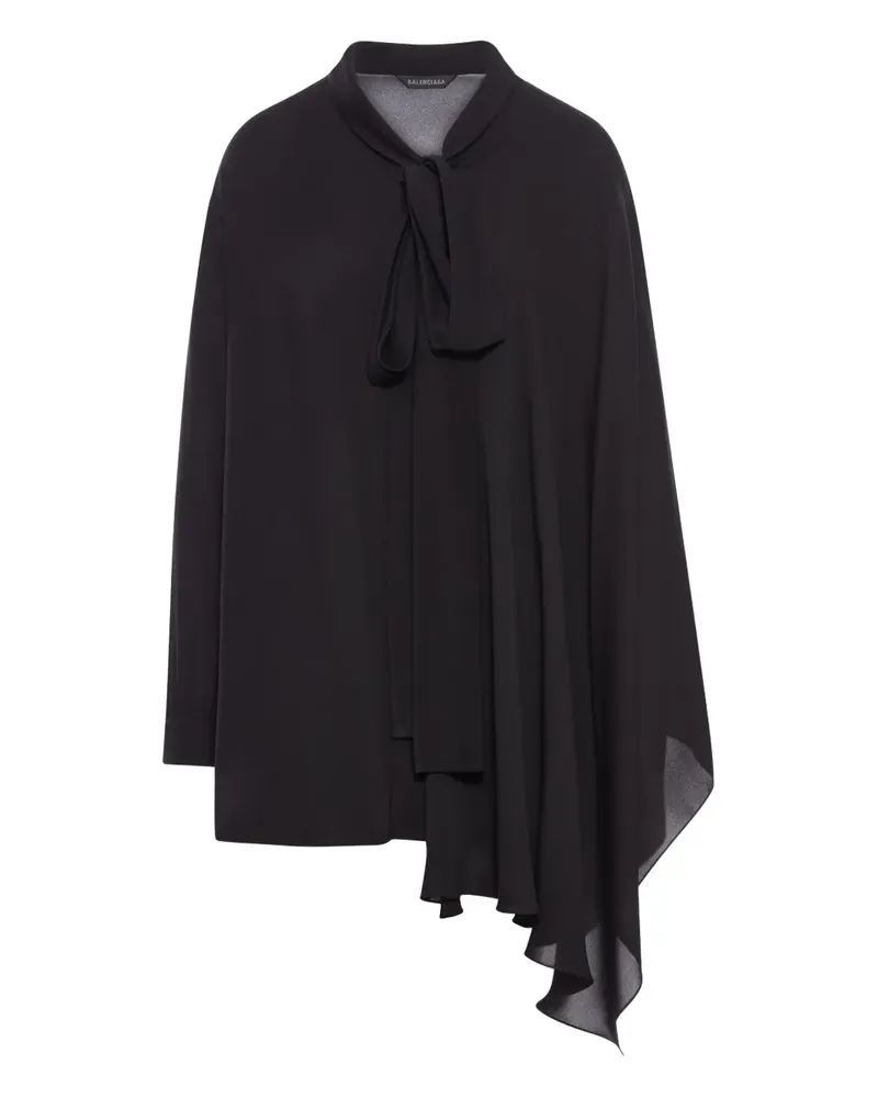 Balenciaga Asymmetrische Bluse mit Krawatte - Schwarz Schwarz