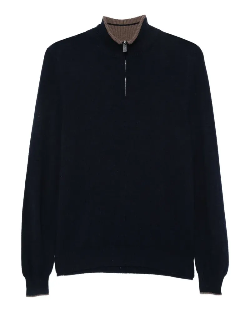 Fedeli Strickpullover mit Reißverschluss - Blau Blau