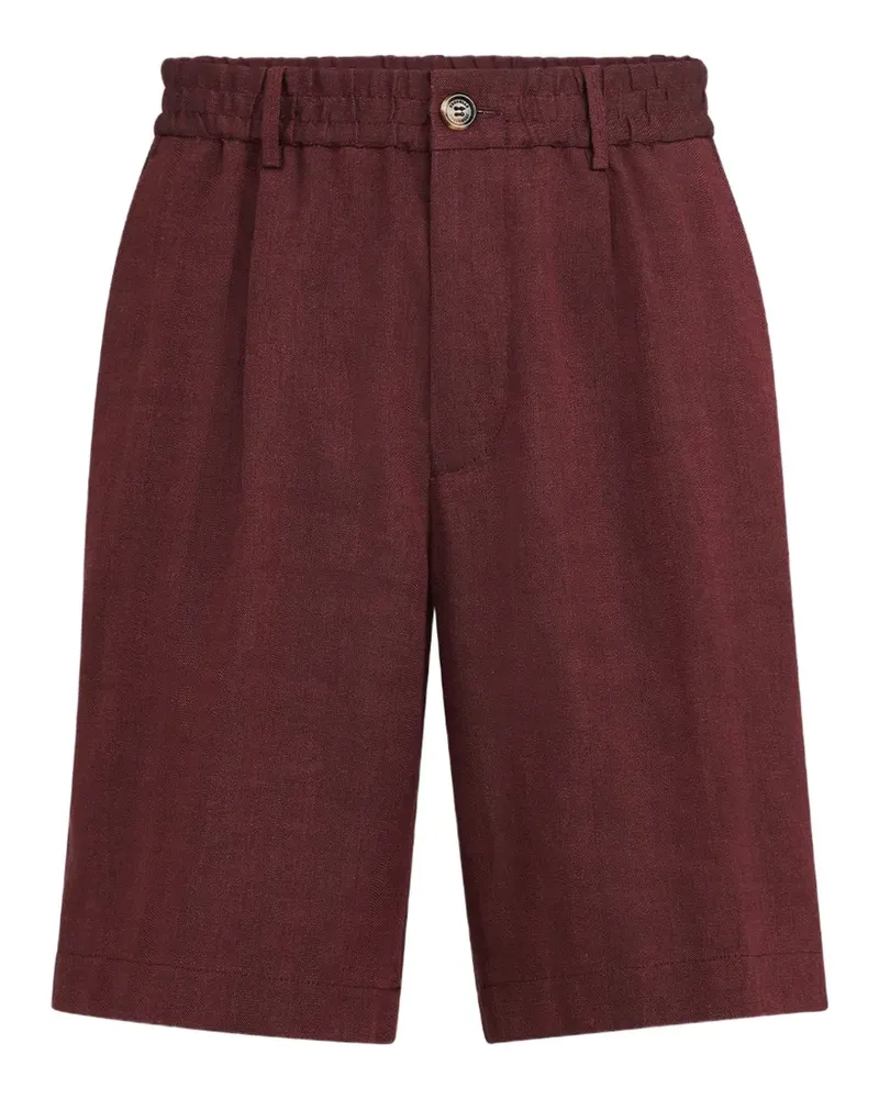 Brunello Cucinelli Chevron Bermudas aus Leinen und Schurwolle - Rot Rot