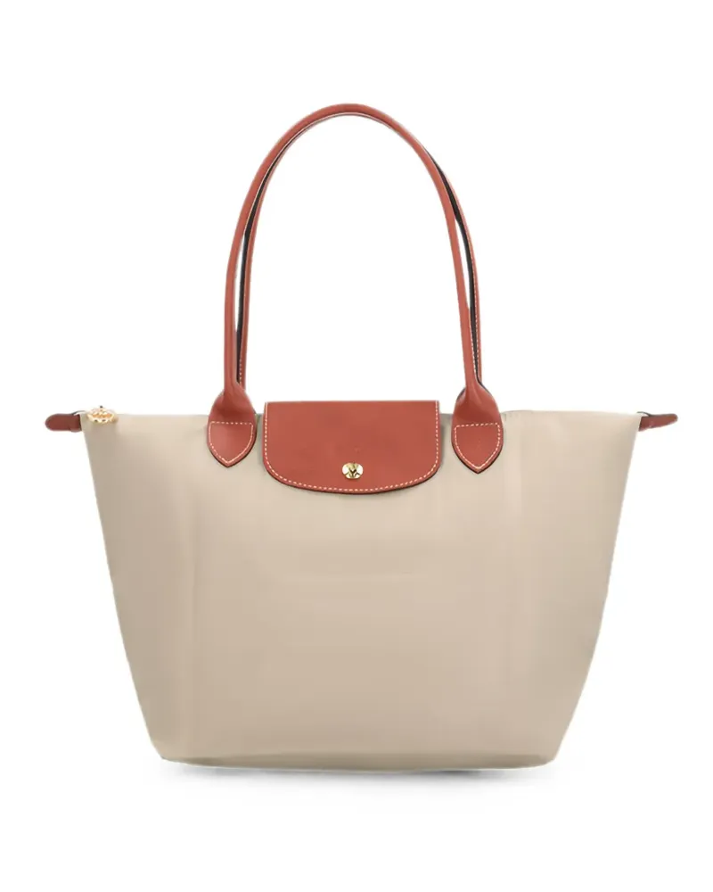 Longchamp Le Pliage leather-trim shoulder bag - Nude Nude