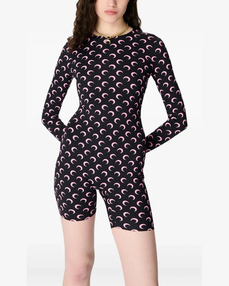 Marine Serre Jersey-Playsuit mit Mond-Print - Schwarz Schwarz