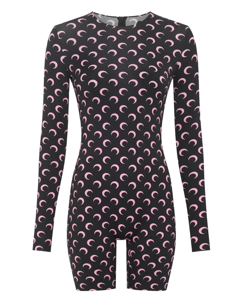 Marine Serre Jersey-Playsuit mit Mond-Print - Schwarz Schwarz