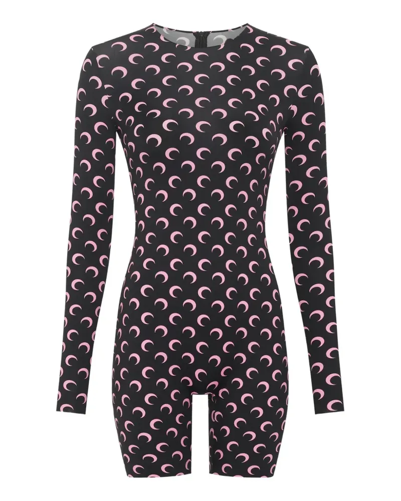 Marine Serre Jersey-Playsuit mit Mond-Print - Schwarz Schwarz