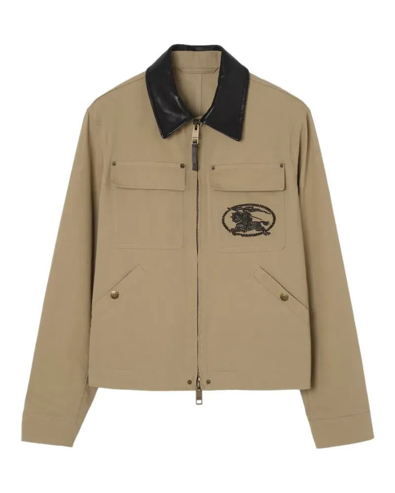 Burberry Workwear-Jacke aus Baumwolle mit Lederkragen - Nude Nude