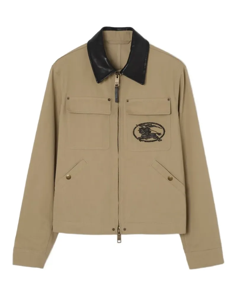 Burberry Workwear-Jacke aus Baumwolle mit Lederkragen - Nude Nude