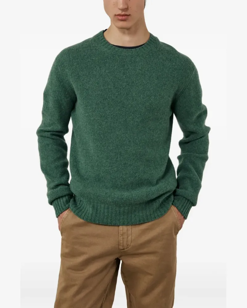 Hartford Shetland Pullover mit rundem Ausschnitt und geripptem Besatz - Grün Grün