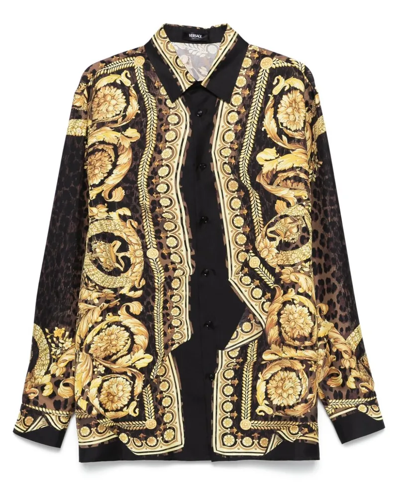 Versace Hemd mit Barocco-Print - Schwarz Schwarz