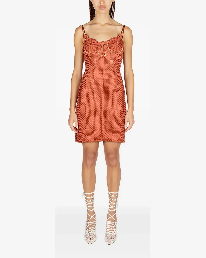 Isa Boulder Kleid mit Webmuster - Orange Orange