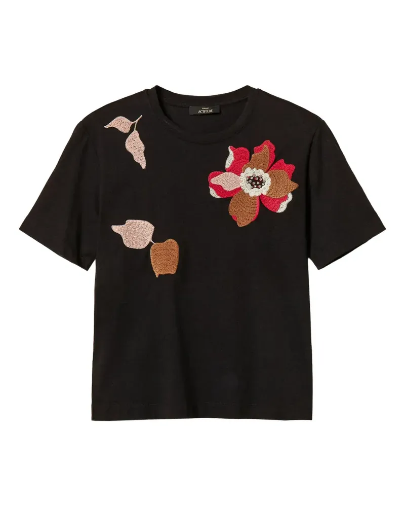 Twin-Set regular fit T-shirt with embroidery - Schwarz Schwarz