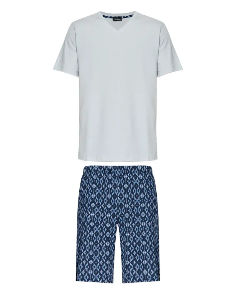 Hanro Pyjama mit geometrischem Print - Blau Blau