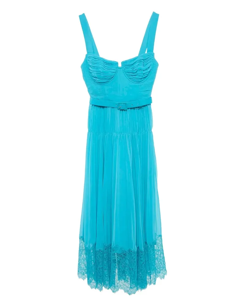 Self-Portrait Midikleid mit Falten - Blau Blau