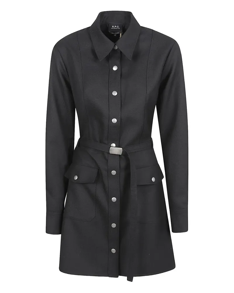 A.P.C. Geknöpfter Mantel mit Gürtel - Schwarz Schwarz