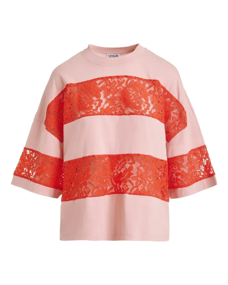 Essentiel T-Shirt mit Schnürdetail - Rosa Rosa