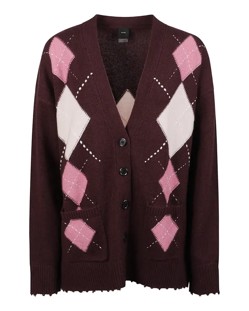 Pinko wool and cashmere cardigan with diamond motif - Rot Rot