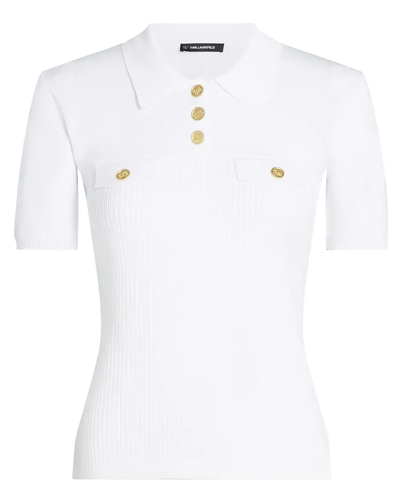 Karl Lagerfeld Poloshirt mit Logo-Knöpfen - Weiß Weiß