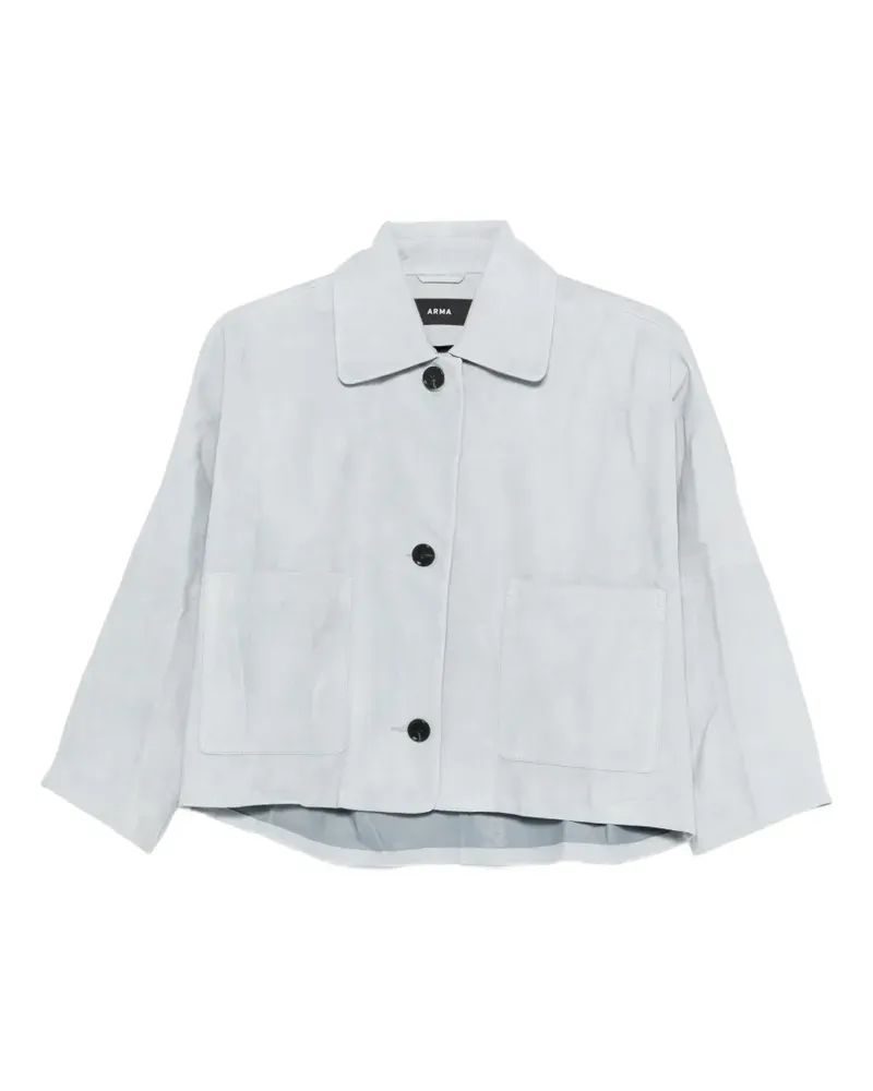 Arma Zhou patch-pocket leather jacket - Blau Blau