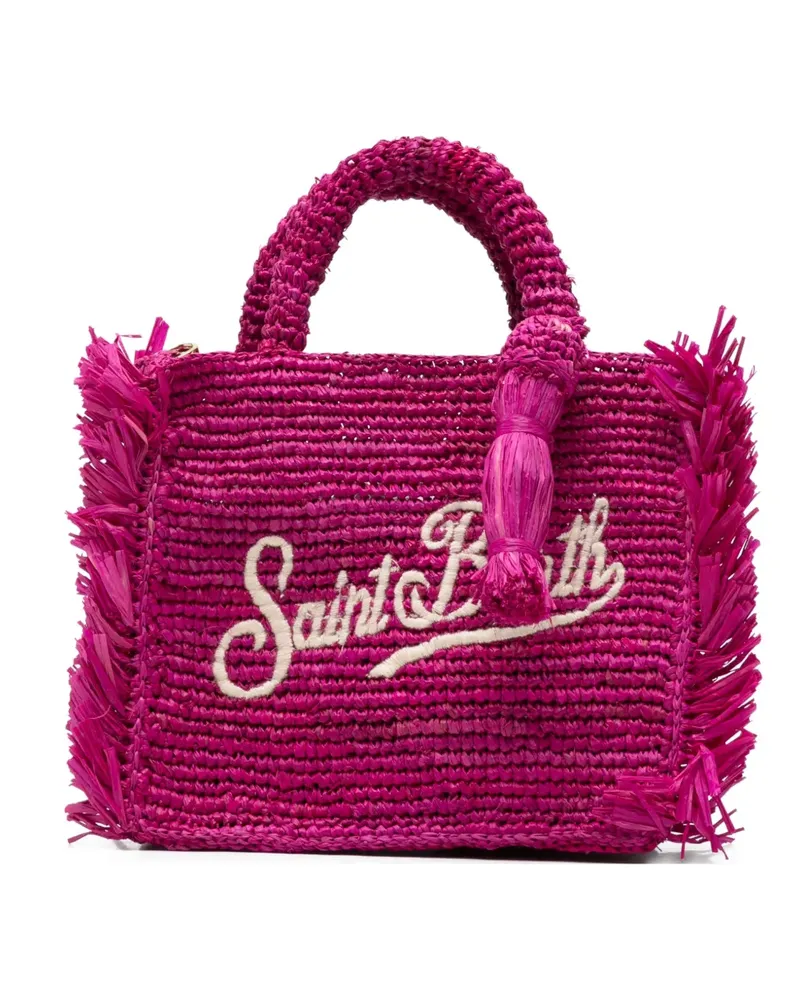 MC2 Saint Barth mini Vanity fringed logo-embroidered tote bag - Rosa Rosa