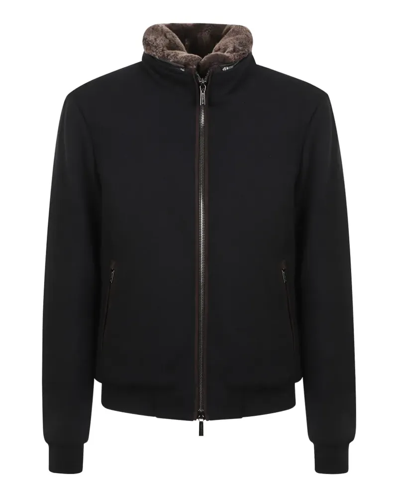 MOORER Bomberjacke mit Pelzkragen - Schwarz Schwarz