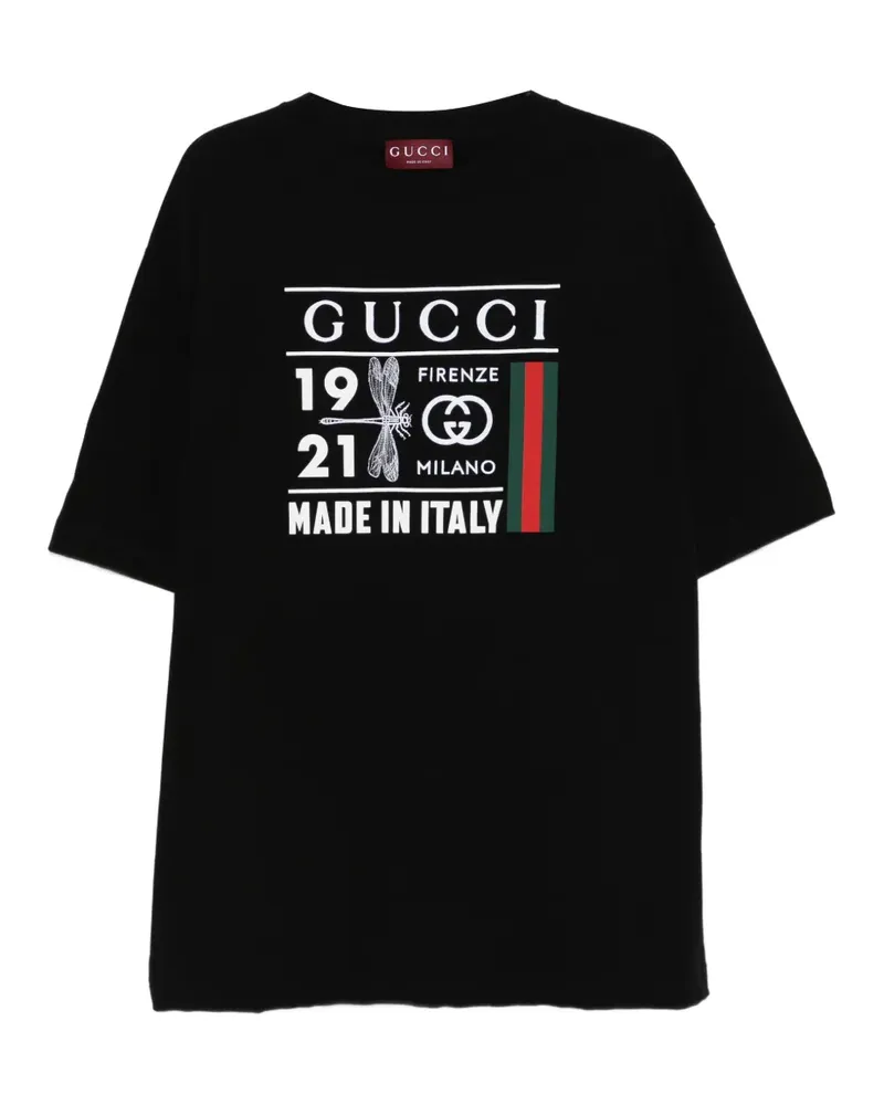 Gucci T-Shirt mit Libellen-Print - Schwarz Schwarz