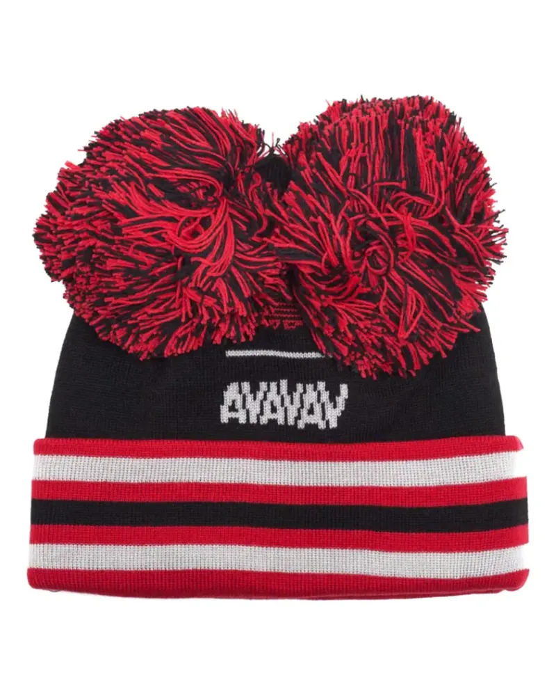 adidas Gestreifte Beanie mit Bommel - Schwarz Schwarz