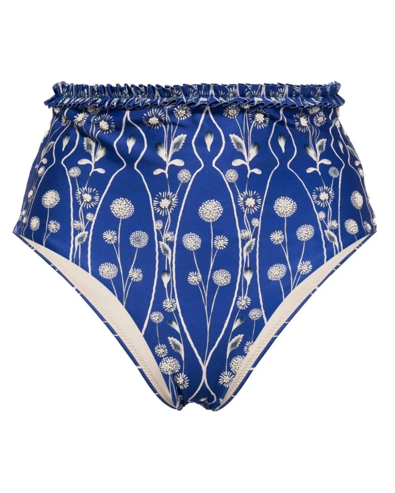 AGUA BENDITA Nopal Bikinihöschen mit Blumen-Print - Blau Blau
