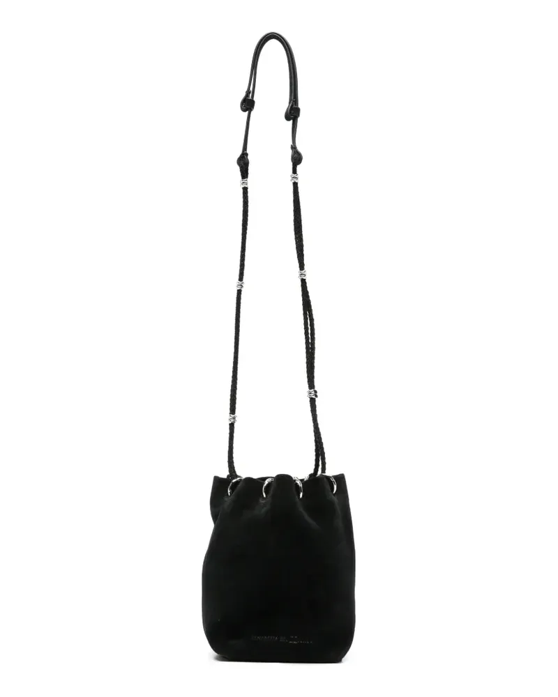 Benedetta Bruzziches Beuteltasche aus Wildleder mit Kordelzug - Schwarz Schwarz