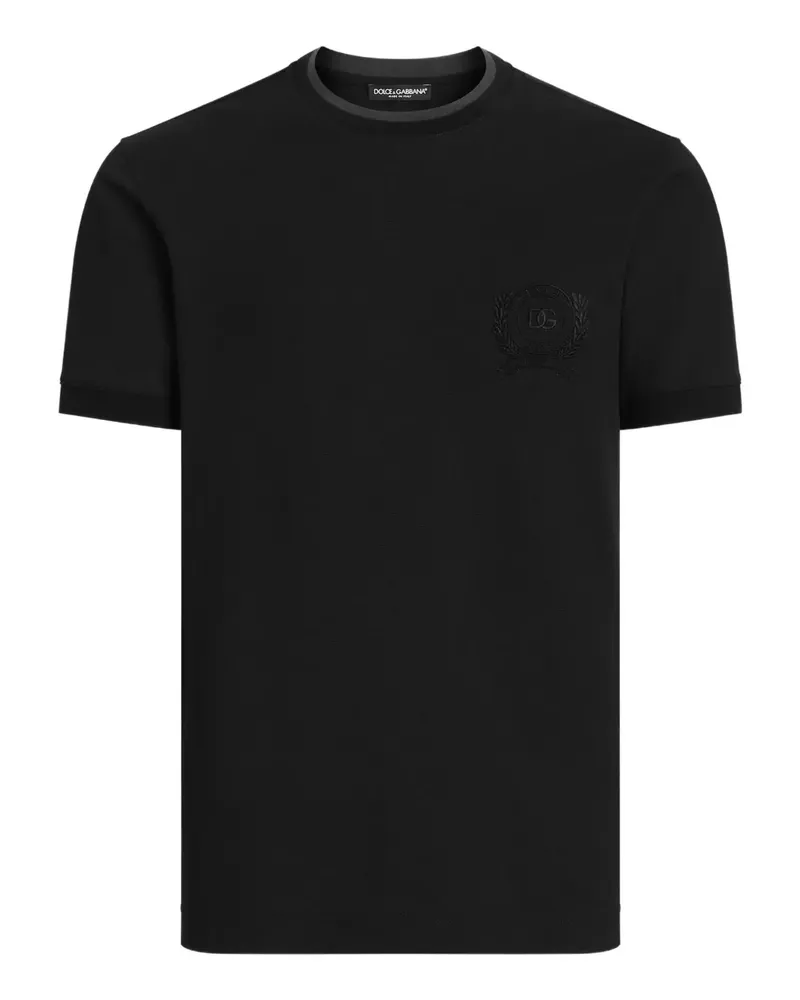 Dolce & Gabbana T-Shirt mit Logo-Stickerei - Schwarz Schwarz