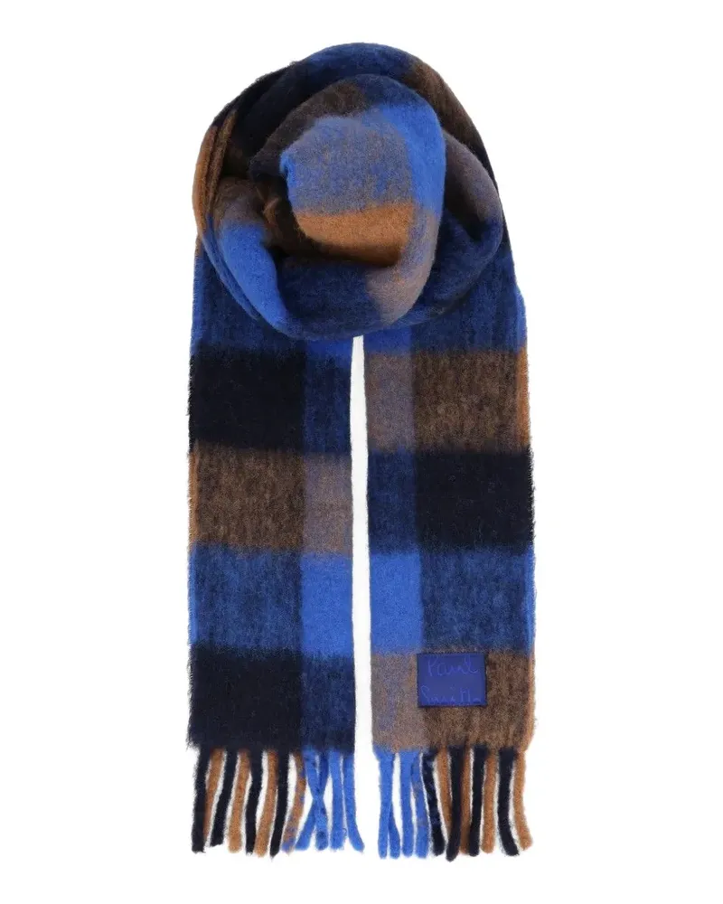 Paul Smith Karierter Schal mit gebürstetem Effekt - Blau Blau