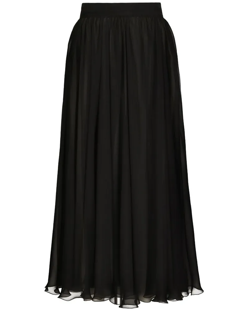 Dolce & Gabbana High-Waist-Midirock mit Falten - Schwarz Schwarz