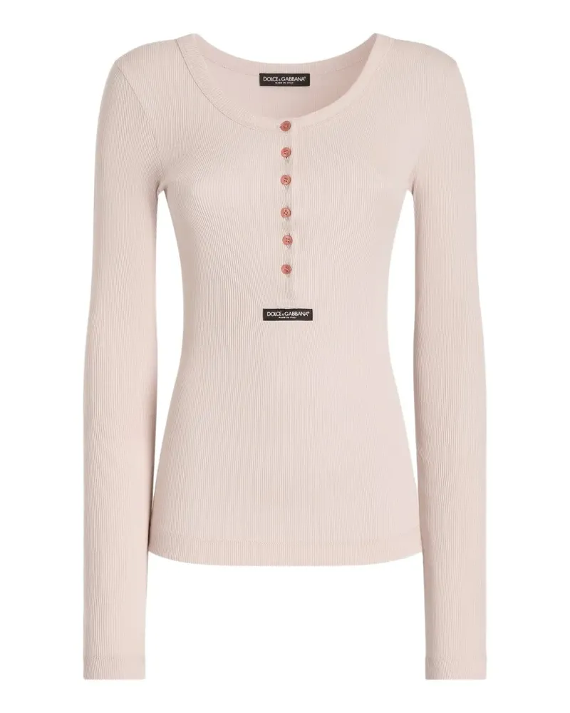 Dolce & Gabbana Serafino T-Shirt aus gerippter Baumwolle - Rosa Rosa