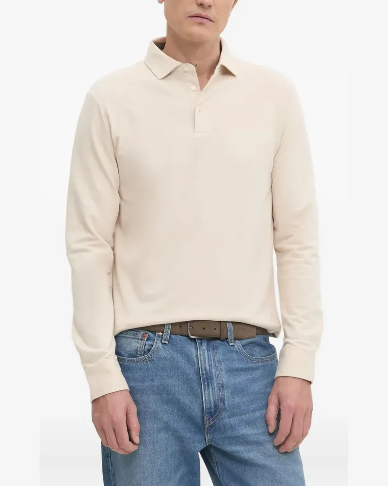Hackett Langärmeliges Poloshirt - Nude Nude