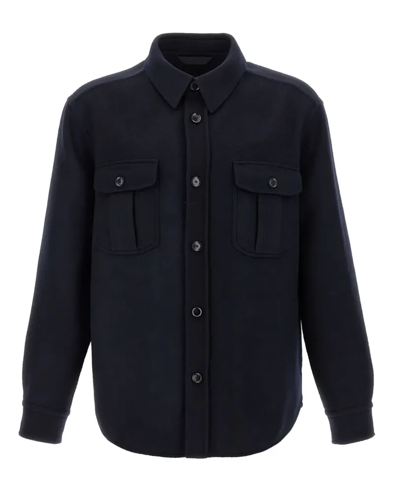 Brioni Hemdjacke mit Knopfmanschetten - Blau Blau