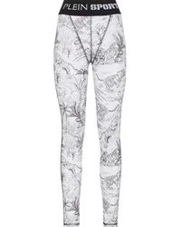 Philipp Plein High-Waist-Leggings mit Print Weiß