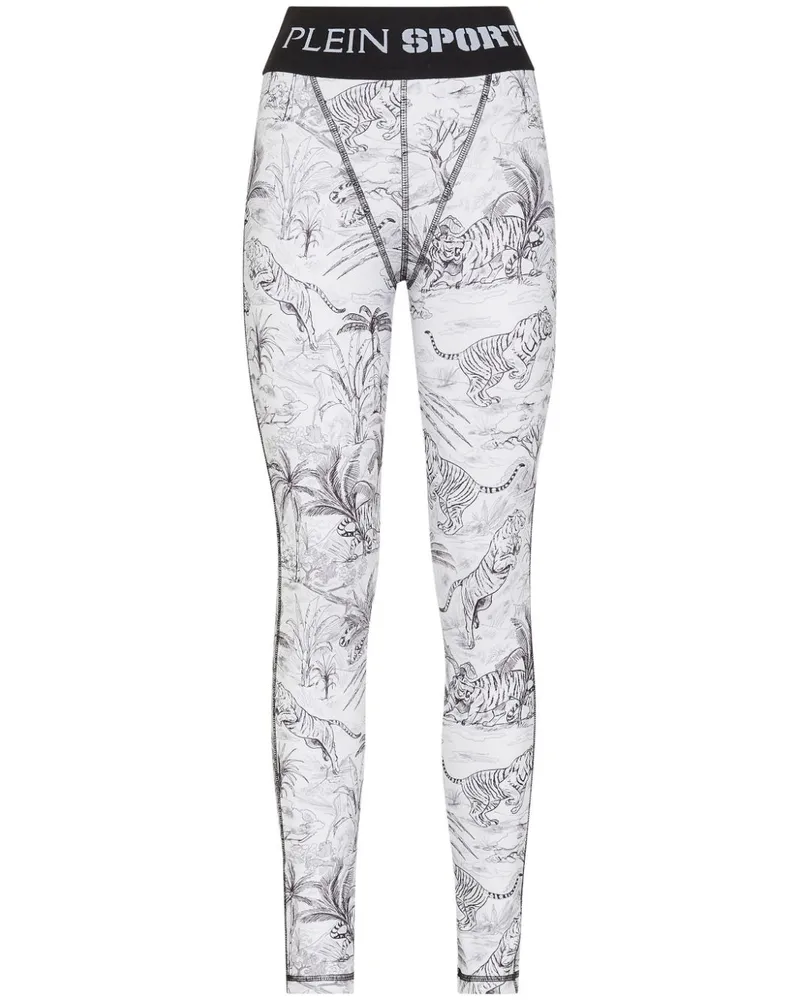 Philipp Plein High-Waist-Leggings mit Print - Weiß Weiß
