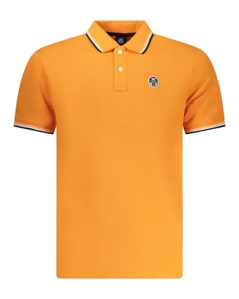 North Sails striped-trim logo-patch polo shirt - Orange Orange