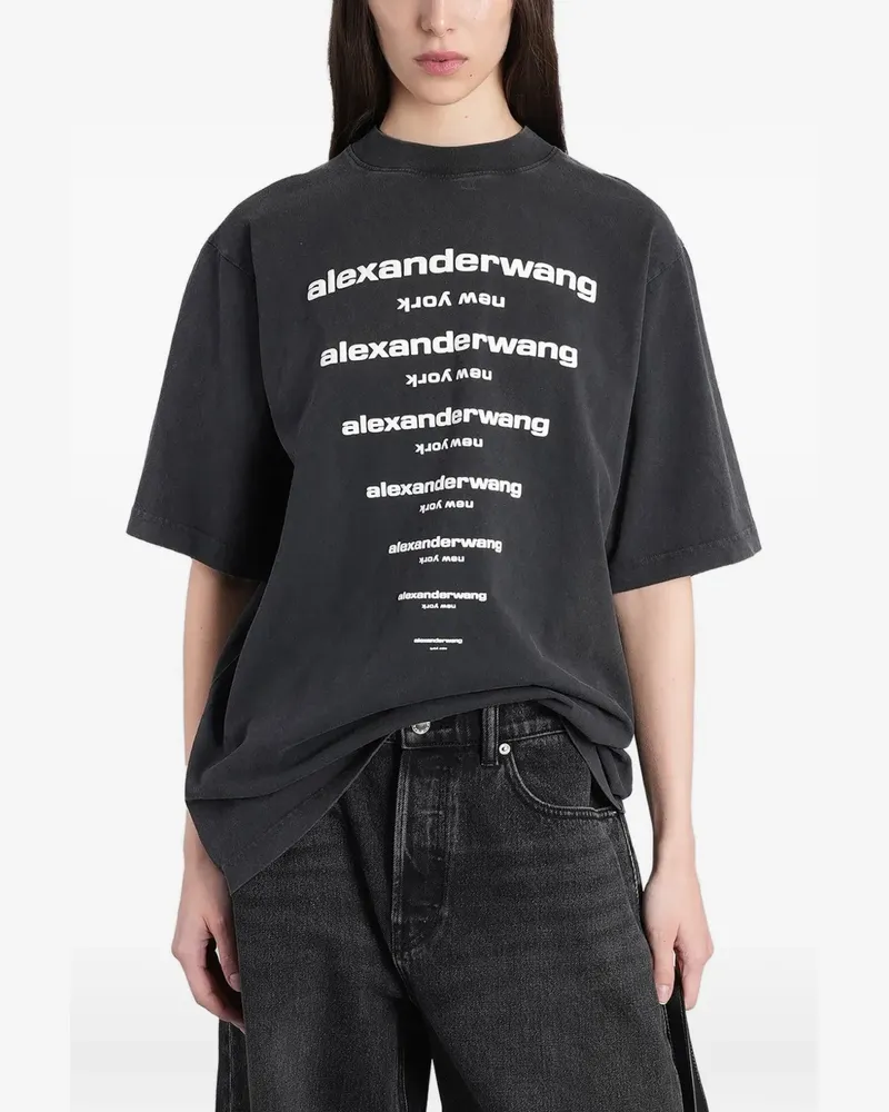 Alexander Wang Kurzärmeliges T-Shirt mit Logo-Print - Schwarz Schwarz