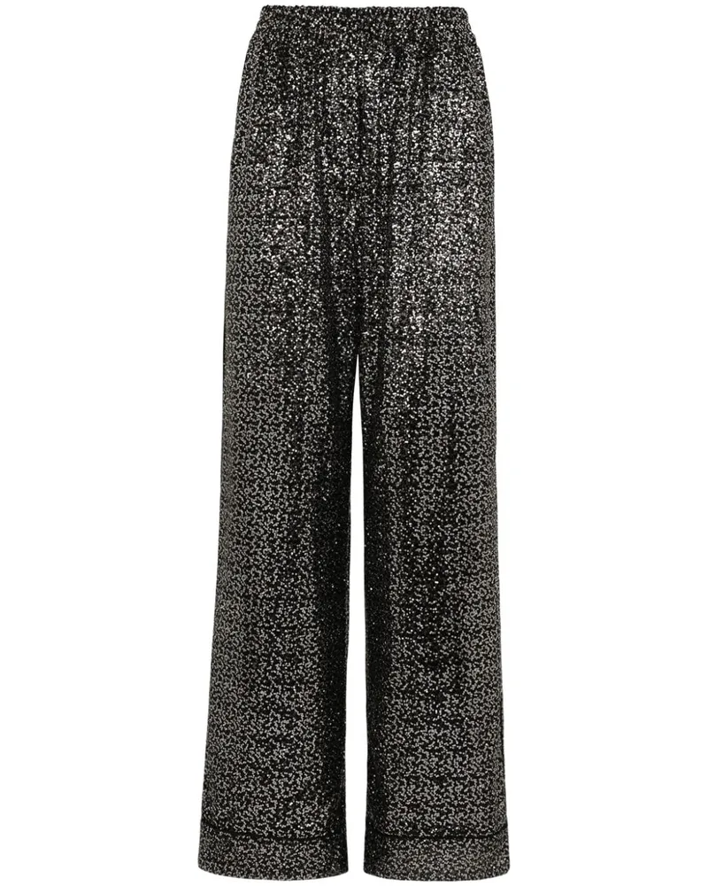 Dolce & Gabbana Weite Paillettenhose - Schwarz Schwarz