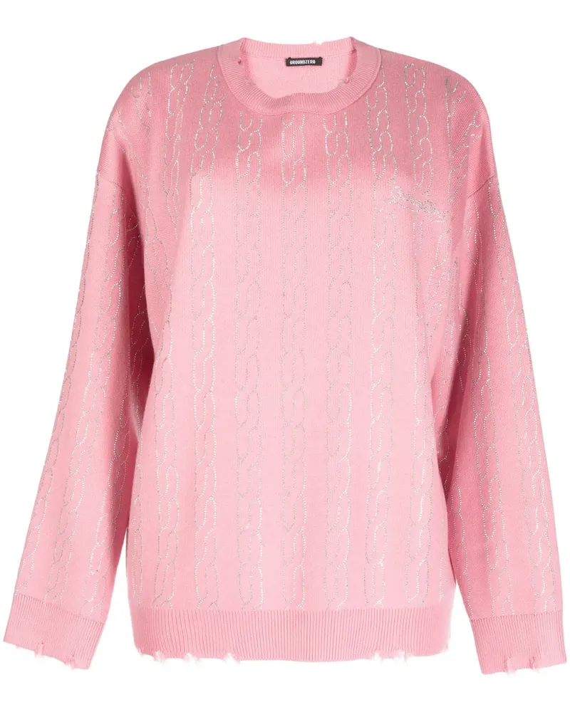 Ground Zero Distressed-Pullover mit Logo - Rosa Rosa