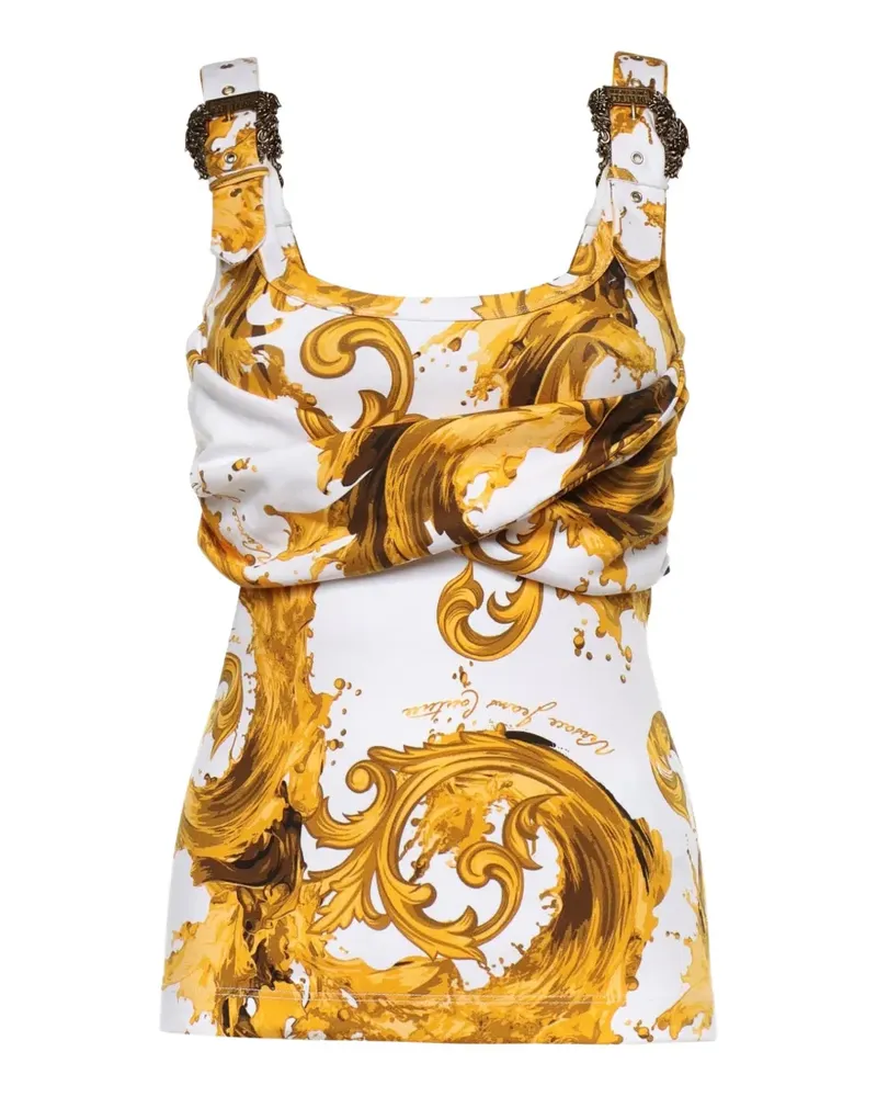 Versace Jeans baroque-print buckled-strap top - Weiß Weiß
