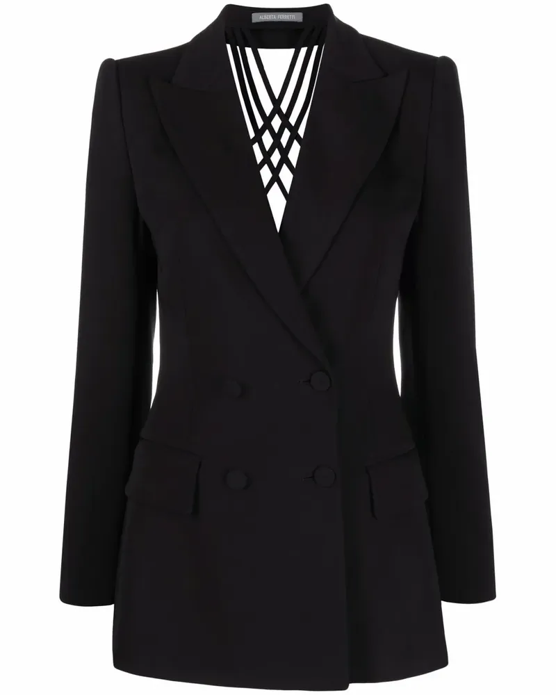 Alberta Ferretti Doppelreihiger Blazer - Schwarz Schwarz