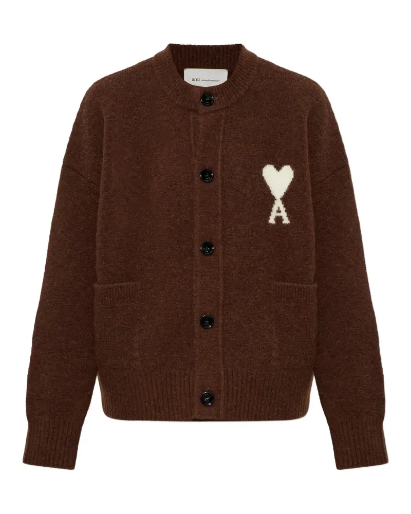 AMI Paris Ami de Coeur Intarsien-Cardigan - Braun Braun