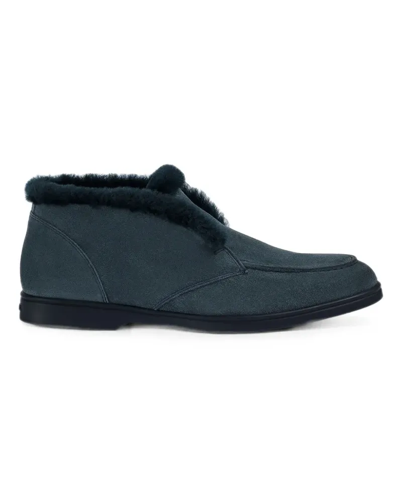 Doucal´s shearling-trim suede desert boots - Blau Blau