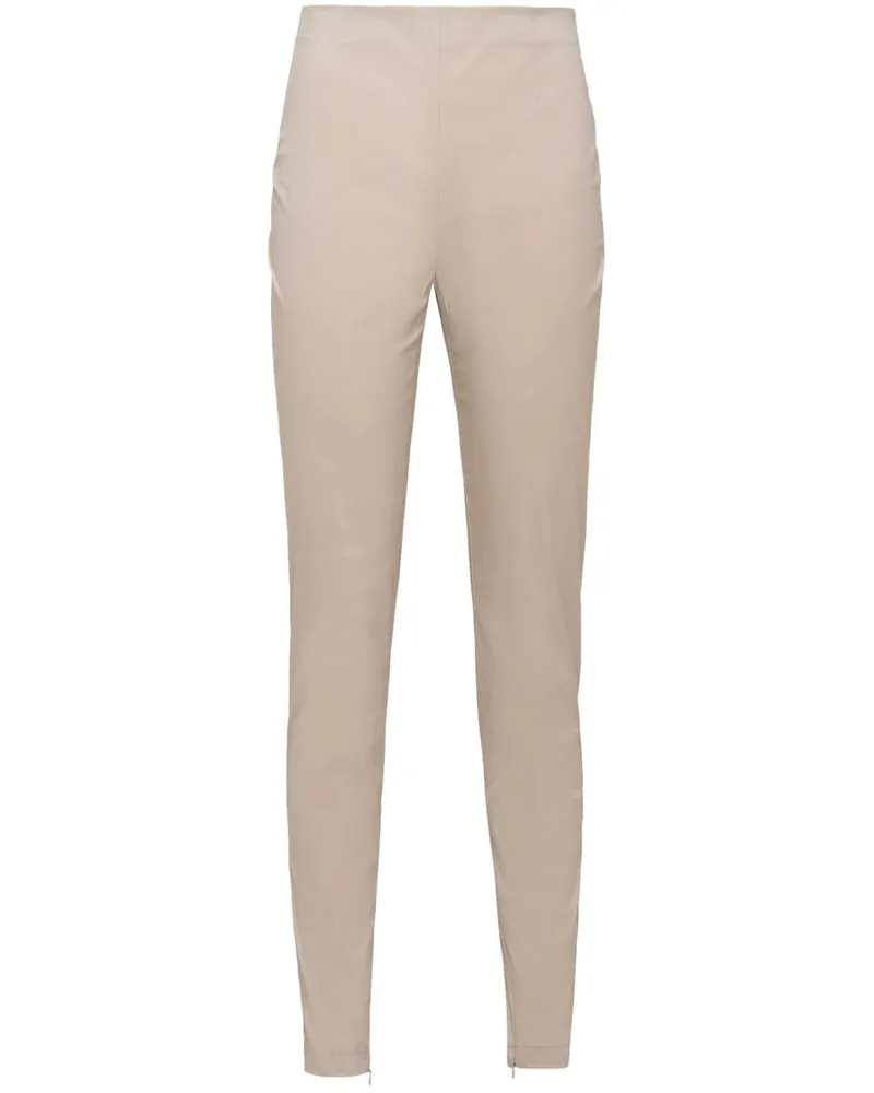 Prada Popeline-Hose mit hohem Bund Nude