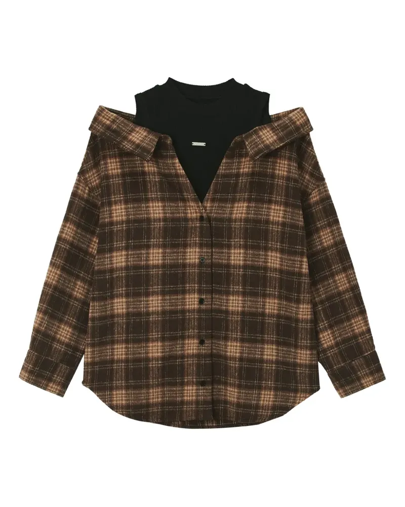 Musium Div. Kariertes Cold-Shoulder-Hemd - Braun Braun