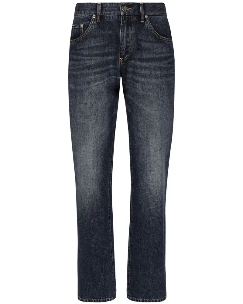 Dolce & Gabbana Gerade Jeans mit Tragefalten - Blau Blau