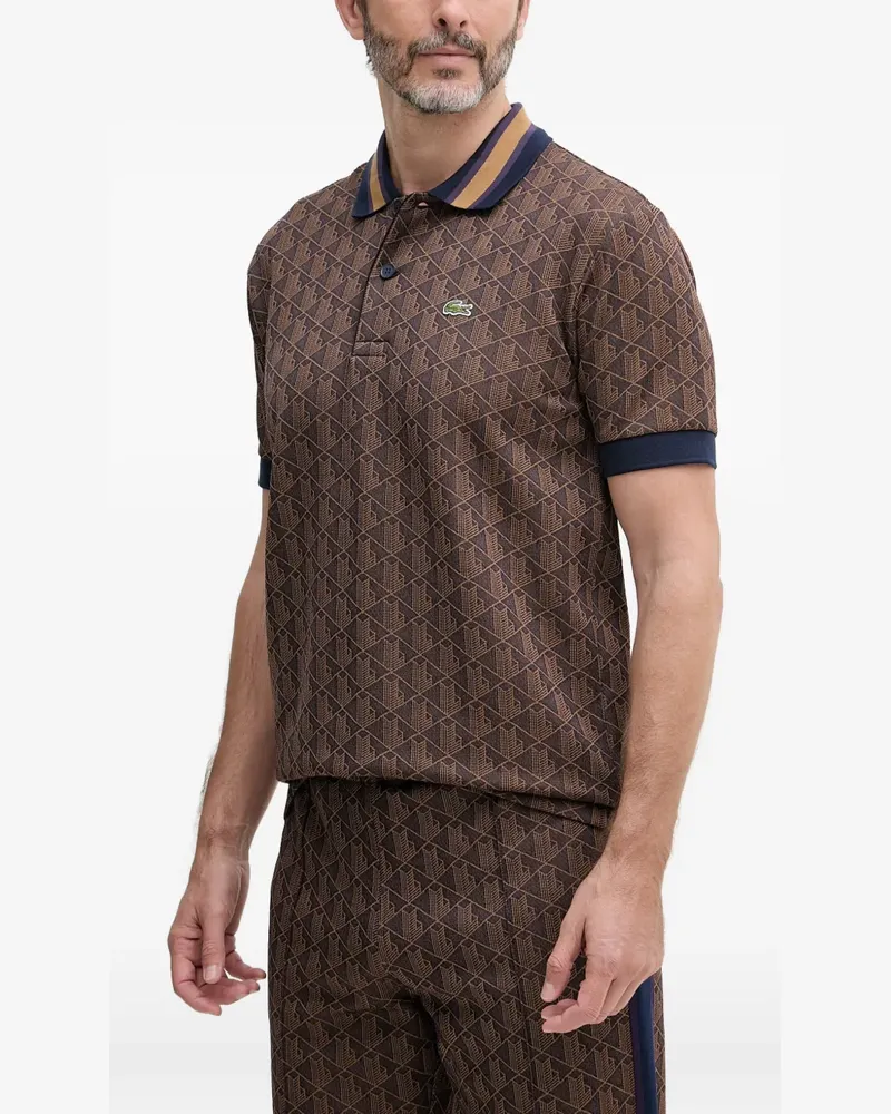 Lacoste monogram-print short-sleeve polo shirt - Braun Braun